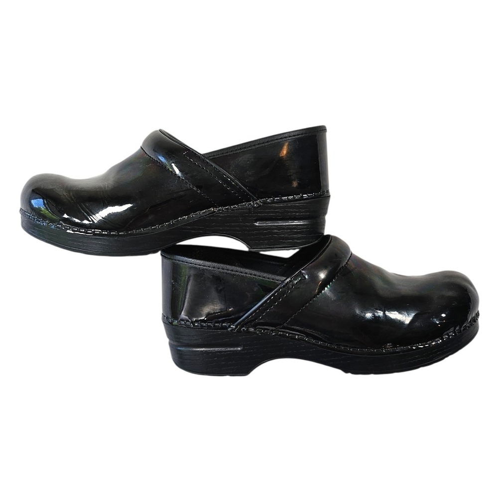 Dansko Professional Black Iridescent Patent Leather‎ Clogs Shoes Womens 41